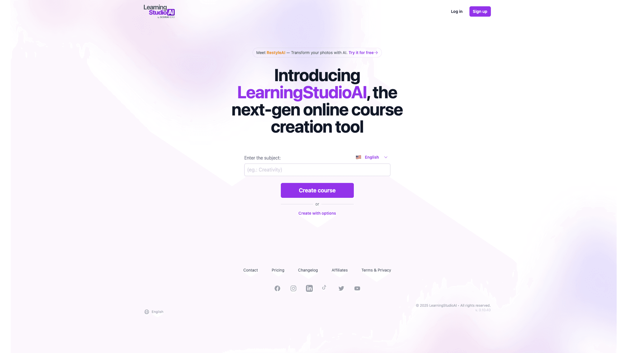 LearningStudioAI Screenshot of Landing Page